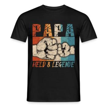 Papa Hero & Legend | Father's Day | Birthday - Men's T-Shirt - black - Front - AI Model Male 178 light (178cm)