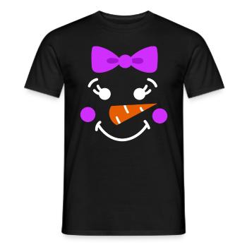 Snowman Face Children Christmas Daughter - Men's T-Shirt - black - Front - AI Model Male 178 light (178cm)