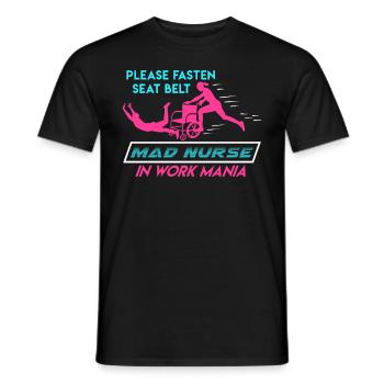 Veuillez attacher votre ceinture de sécurité à une infirmière gériatrique frénétique au travail - T-shirt homme - noir - Devant - AI Model Male 178 light (178cm)