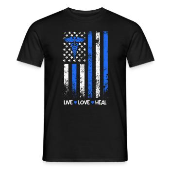 Live Love Heal USA Flag Best Nurse - Men's T-Shirt - black - Front - AI Model Male 178 light (178cm)