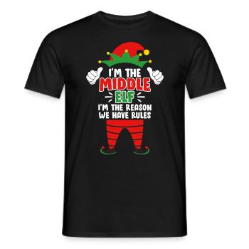 Mittlere Schwester Mittlere Elfe Weihnacht Familie - Männer T-Shirt - Schwarz - Vorne - AI Model Male 178 light (178cm)