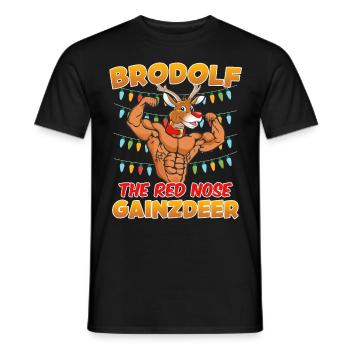 Brodolf the red Nose Gainzdeer Bodbuilder - Männer T-Shirt - Schwarz - Vorne - AI Model Male 178 light (178cm)