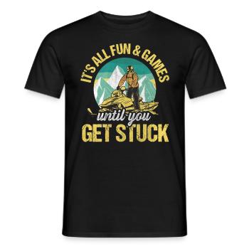 Tout le plaisir et les jeux jusqu’à ce que vous soyez coincé Motoneiges - T-shirt homme - noir - Devant - AI Model Male 178 light (178cm)