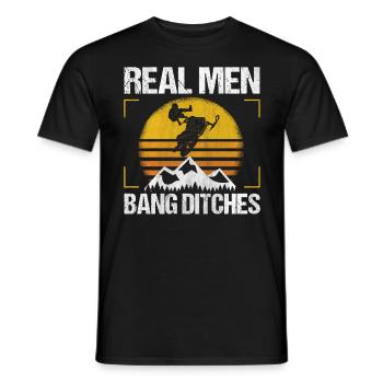 Real Men Bang Ditches Snowmobile - Men's T-Shirt - black - Front - AI Model Male 178 light (178cm)