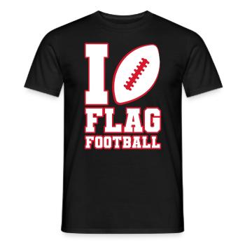 I love Flag Football Ball Player - Men's T-Shirt - black - Front - AI Model Male 178 light (178cm)