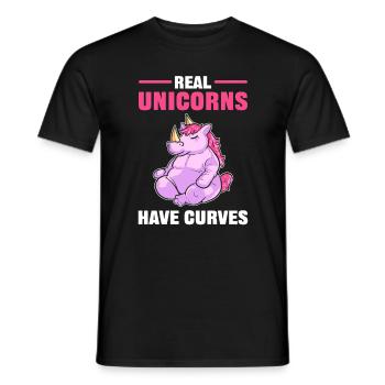 Real Unicorns Have Curves Rhino Rhinoceros - Männer T-Shirt - Schwarz - Vorne - AI Model Male 178 light (178cm)