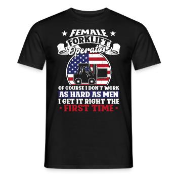 Opérateur de chariot élévateur certifié - T-shirt homme - noir - Devant - AI Model Male 178 light (178cm)