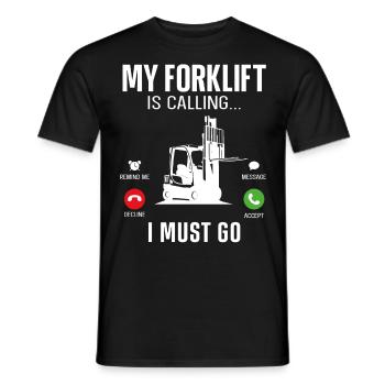 Opérateur de chariot élévateur certifié - T-shirt homme - noir - Devant - AI Model Male 178 light (178cm)