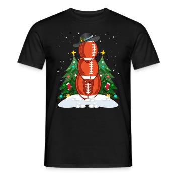 Rugy Snowman Football Player Football - Men's T-Shirt - black - Front - AI Model Male 178 light (178cm)
