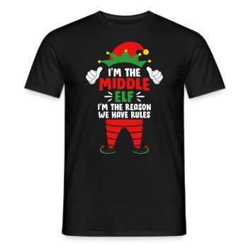 Mittlere Schwester Mittlere Elfe Weihnacht Familie - Männer T-Shirt - Schwarz - Vorne - AI Model Male 178 light (178cm)