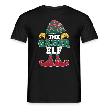 Gaming Spruch the Gamer Elf Nikolaus Weihnachten - Männer T-Shirt - Schwarz - Vorne - AI Model Male 178 light (178cm)