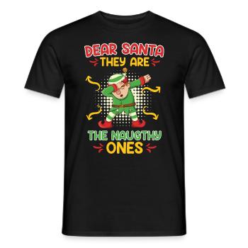 Dear Santa they are the Naughty ones elf costume - Men's T-Shirt - black - Front - AI Model Male 178 light (178cm)