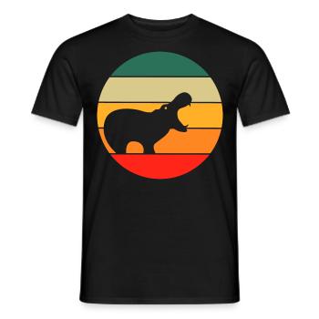 Retro Hippo Nilpferd - Männer T-Shirt - Schwarz - Vorne - AI Model Male 178 light (178cm)