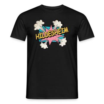 Hildesheim Germany City Font Pop Art Comic - Men's T-Shirt - black - Front - AI Model Male 178 light (178cm)