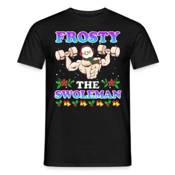 Bodybuilder Snowman Frosty the Swoleman - Men's T-Shirt - black - Front - AI Model Male 178 light (178cm)