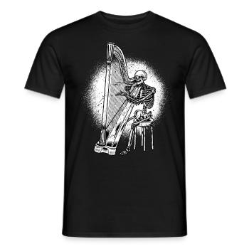 Skelett Halloween Harfenist Harfenspieler Harfe - Männer T-Shirt - Schwarz - Vorne - AI Model Male 178 light (178cm)
