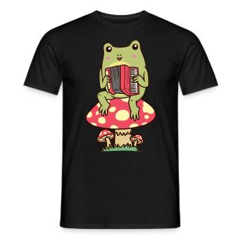 Frosch Auf Einem Pilz Akkordeonspieler Akkordeon - Männer T-Shirt - Schwarz - Vorne - AI Model Male 178 light (178cm)