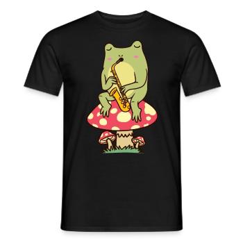 Frog Saxophone Saxophone player Saxophonist - Men's T-Shirt - black - Front - AI Model Male 178 light (178cm)
