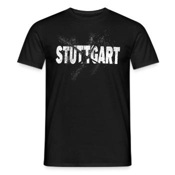 Stuttgart Germany City Font Grunge Splash - Men's T-Shirt - black - Front - AI Model Male 178 light (178cm)