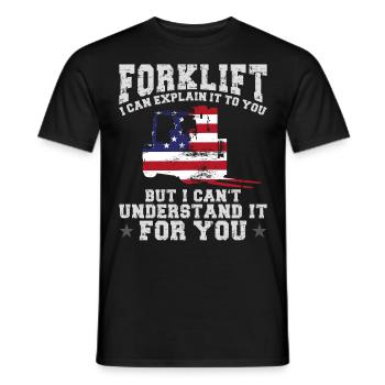 Opérateur de chariot élévateur certifié - T-shirt homme - noir - Devant - AI Model Male 178 light (178cm)