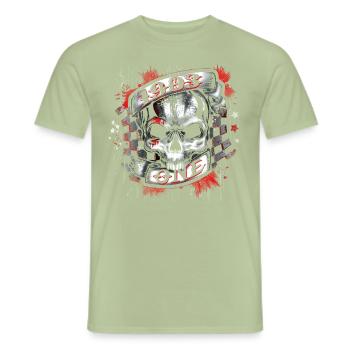 1903 One - Biker Skull - Männer T-Shirt - Sage - Vorne - AI Model Male 178 light (178cm)
