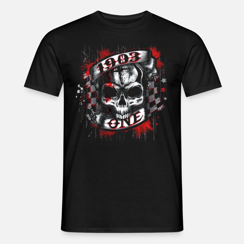 1903 One - Biker Skull - Männer T-Shirt - Schwarz