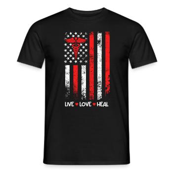 Live Love Heal USA Flag Best Nurse - Men's T-Shirt - black - Front - AI Model Male 178 light (178cm)