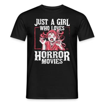 Just a Girl who loves Horror Movies - Männer T-Shirt - Schwarz - Vorne - AI Model Male 178 light (178cm)