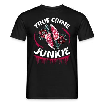 True Crime Junkie - Men's T-Shirt - black - Front - AI Model Male 178 light (178cm)