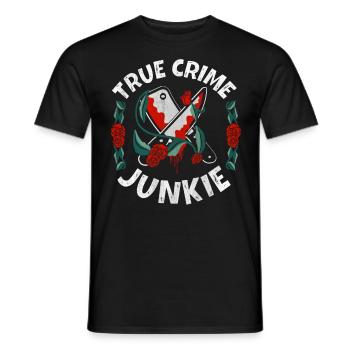 True Crime Junkie - Men's T-Shirt - black - Front - AI Model Male 178 light (178cm)
