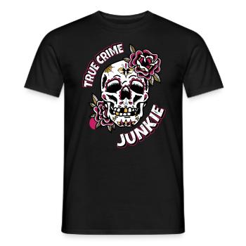 True Crime Junkie - Men's T-Shirt - black - Front - AI Model Male 178 light (178cm)