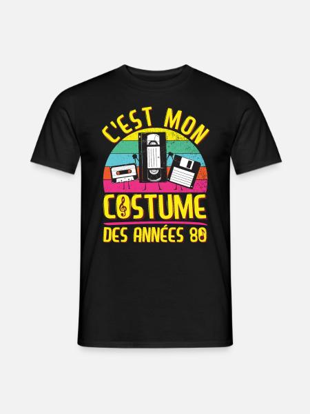 Années 80 Costume des 80s Disco Deguisement Tenue - T-shirt homme - noir