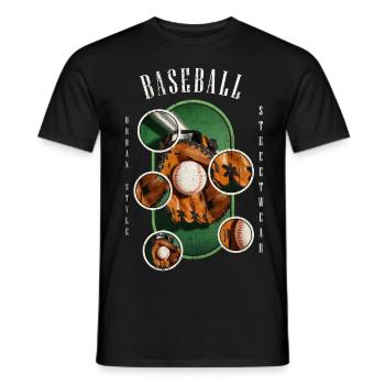 Baseball Ball Handschuh Schläger Vintage Retro - Männer T-Shirt - Schwarz - Vorne - AI Model Male 178 light (178cm)
