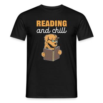 Reading and Chill Book Lover Librarian Book Reader - Männer T-Shirt - Schwarz - Vorne - AI Model Male 178 light (178cm)