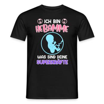 Was sind deine Superkräfte? Ich bin Hebamme - Männer T-Shirt - Schwarz - Vorne - AI Model Male 178 light (178cm)