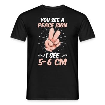 Du siehst ein Peace ich sehe 5-6 cm Hebamme - Männer T-Shirt - Schwarz - Vorne - AI Model Male 178 light (178cm)