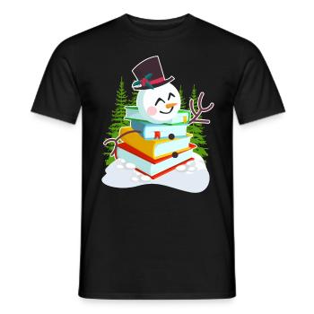 Livres Bonhomme de neige Lecture Bookworm Éditeur - T-shirt homme - noir - Devant - AI Model Male 178 light (178cm)