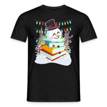 Livres Bonhomme de neige Lecture Bookworm Éditeur - T-shirt homme - noir - Devant - AI Model Male 178 light (178cm)
