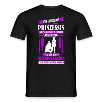 Ich bin keine Prinzessin ich bin Altenpflegerin - Männer T-Shirt - Schwarz - Vorne - AI Model Male 178 light (178cm)