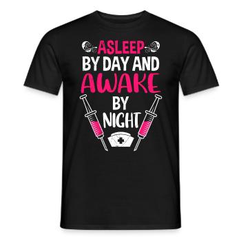 Night shift awake at night nurse - Men's T-Shirt - black - Front - AI Model Male 178 light (178cm)