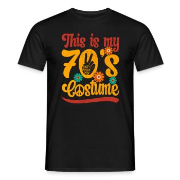 70s Seventies 1970s Party Outfit Costume - Men's T-Shirt - black - Front - AI Model Male 178 light (178cm)