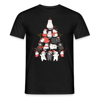 Cat Christmas Tree Cat Tree String Lights - Men's T-Shirt - black - Front - AI Model Male 178 light (178cm)