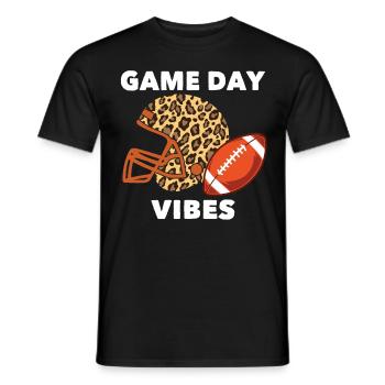 Vibrations du jour du match des joueurs de football américain - T-shirt homme - noir - Devant - AI Model Male 178 light (178cm)