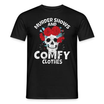 Murder Shows and Comfy Clothes - Männer T-Shirt - Schwarz - Vorne - AI Model Male 178 light (178cm)