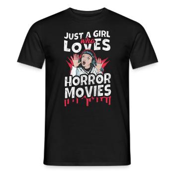 Just a Girl who loves Horror Movies - Männer T-Shirt - Schwarz - Vorne - AI Model Male 178 light (178cm)