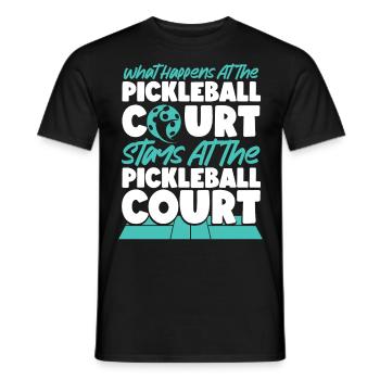 Pickleball What Happens At The - Men's T-Shirt - black - Front - AI Model Male 178 light (178cm)