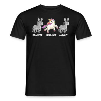 Einhorn Beamter Anwalt ich bin Hebamme - Männer T-Shirt - Schwarz - Vorne - AI Model Male 178 light (178cm)