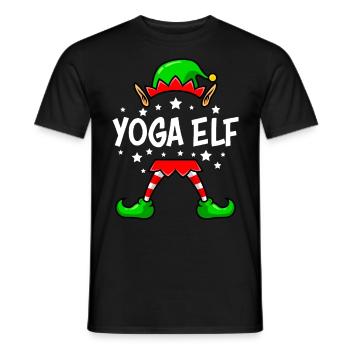 Yoga Elf Christmas Yoga Teacher Nicholas - Men's T-Shirt - black - Front - AI Model Male 178 light (178cm)