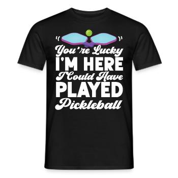 Pickleball Tu as de la chance que je sois là I - T-shirt homme - noir - Devant - AI Model Male 178 light (178cm)