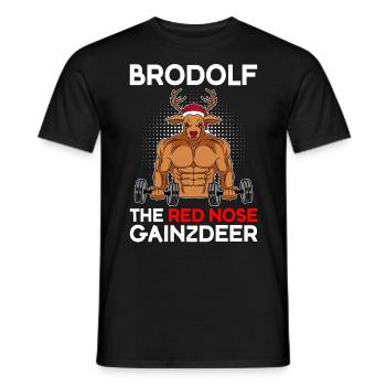 Brodolf the red nose gainzdeer Weihnachten - Männer T-Shirt - Schwarz - Vorne - AI Model Male 178 light (178cm)